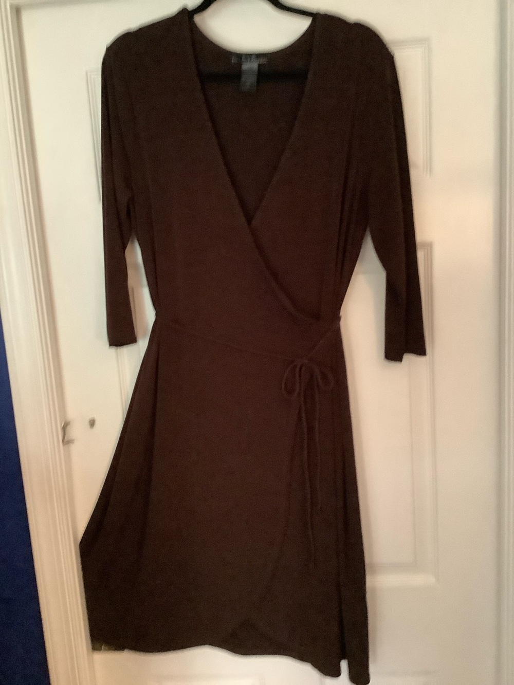 Classic Brown Wrap Dress with Tie Waist